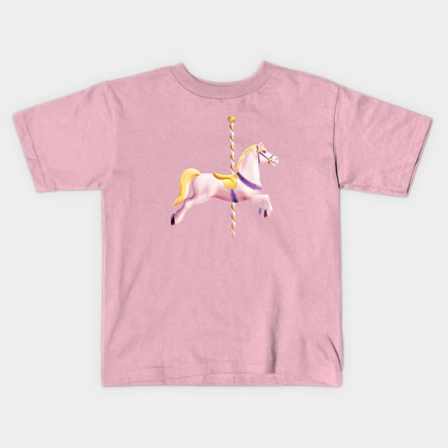 Carousel Merry Go Round Pony Horse Kids T-Shirt by Happy Art Designs